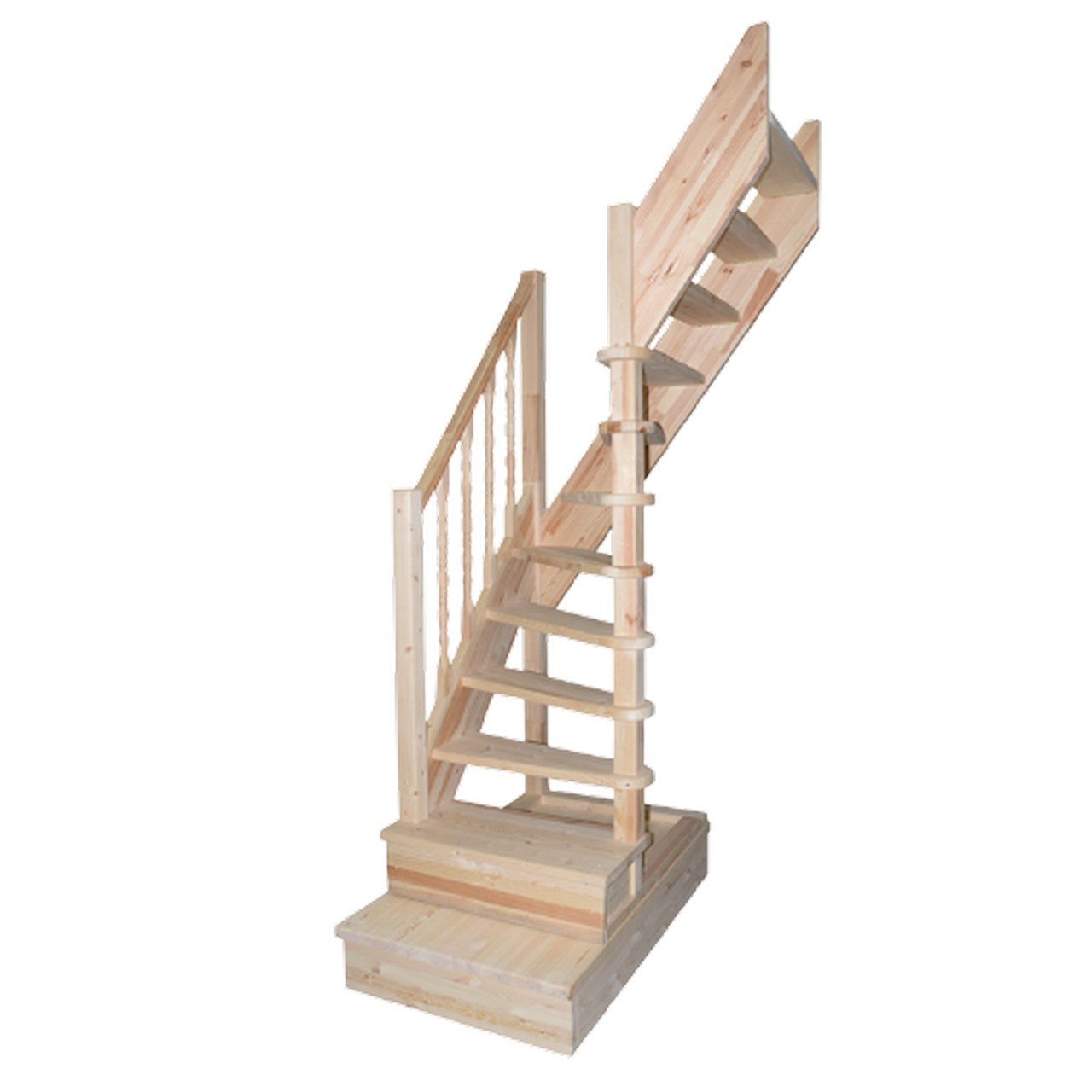 Деревянная лестница с подиумом (58 фото)