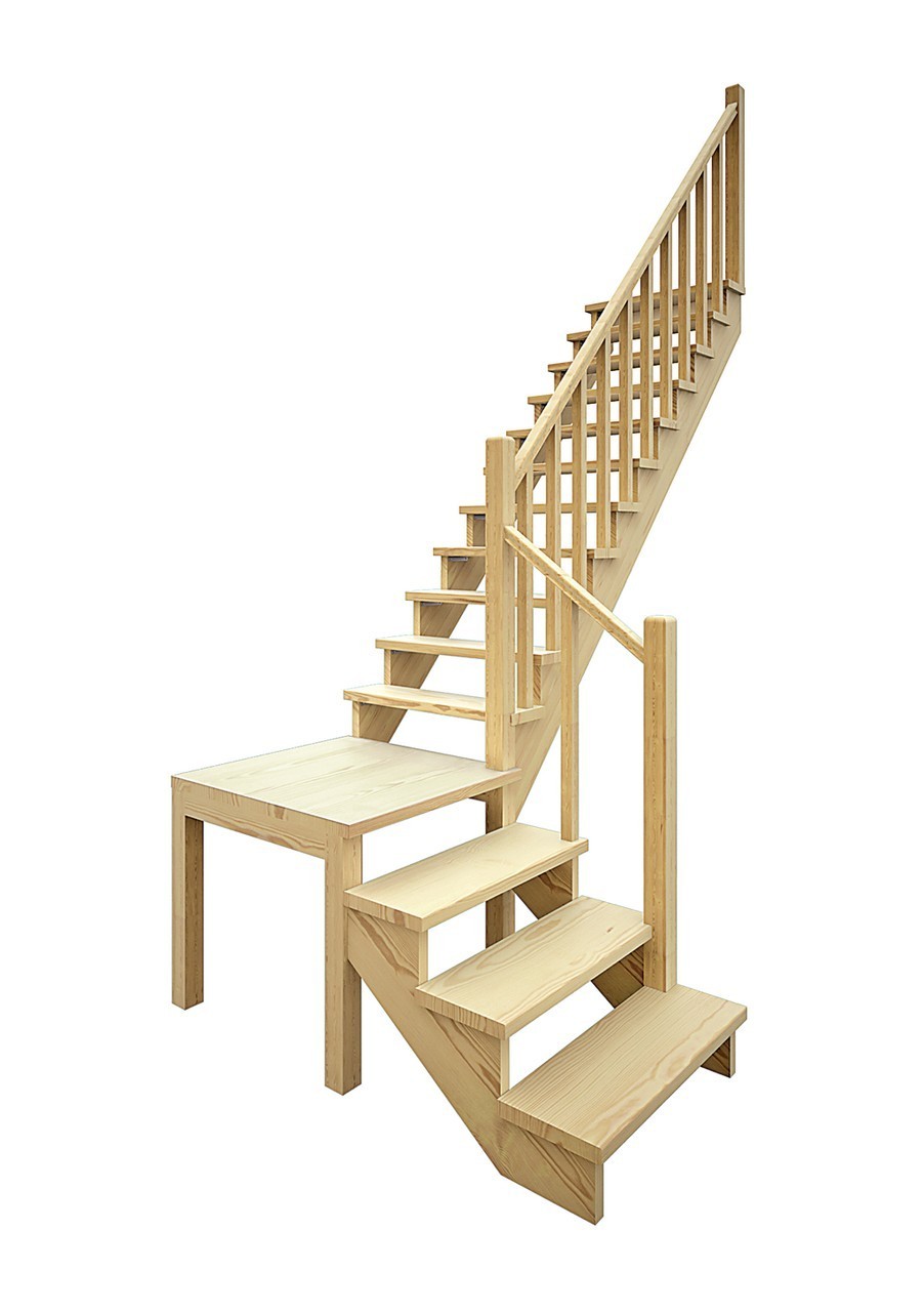 Изготовление деревянных лестниц с площадкой на заказ в Калининграде