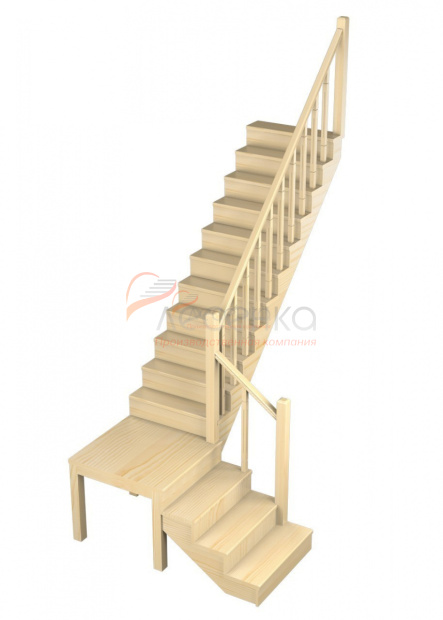 Деревянная межэтажная лестница ЛЕС-08 - фото 1