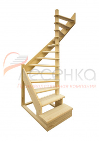 Расчёт лестницы с поворотными ступенями на 180°