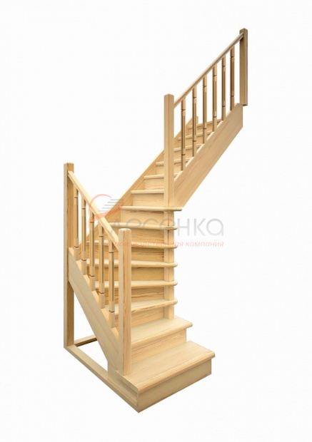 Деревянная межэтажная лестница ЛЕС-02 - фото 1